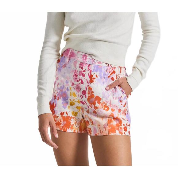 NEW DEREK LAM 10 CROSBY women's freja floral printed stretch linen flared short